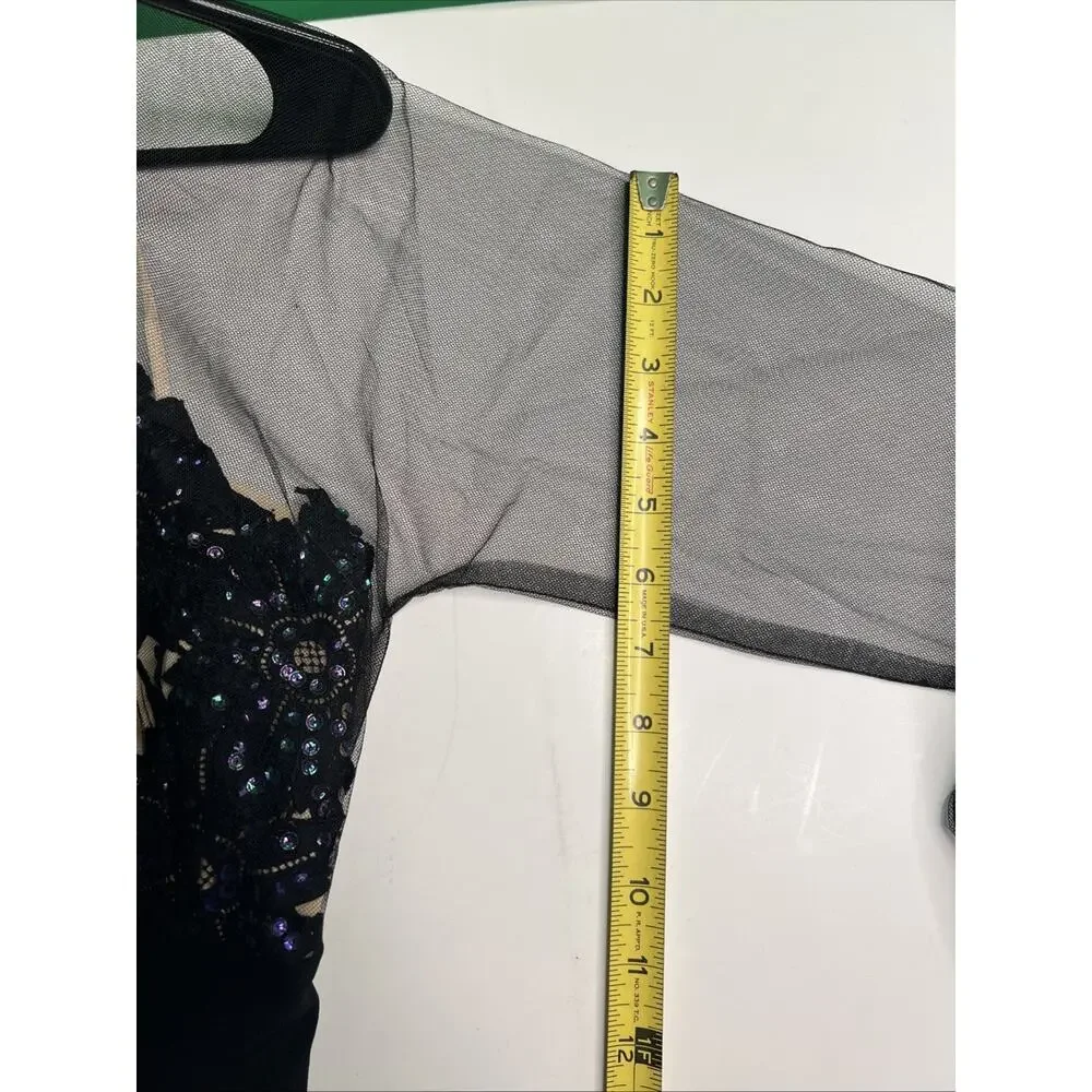 1940’s BENHAM Original Mesh Sleeve Sequined Bodice Evening or Cocktail Dress